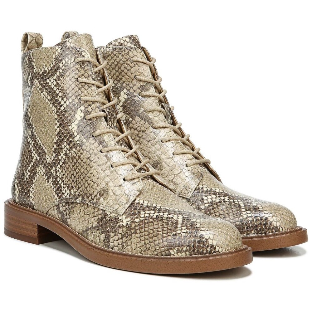 SAM EDELMAN Nina Wheat Beige Snakeskin Print Leather Boots Women's Sz 5.5 / 35.5